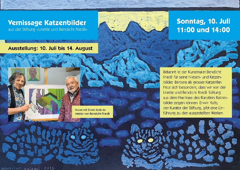 Housi Knecht - Eventkalender Sommer 2022 - Schlössli Rubigen - 5 - Sonntag, 10. Juli 2022 11:00 und 14:00 - Vernissage Katzenbilder